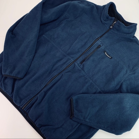 Timberland Full Zip Chest Zipper Pocket Fleece Jacket Blue - Picture 14 of 15